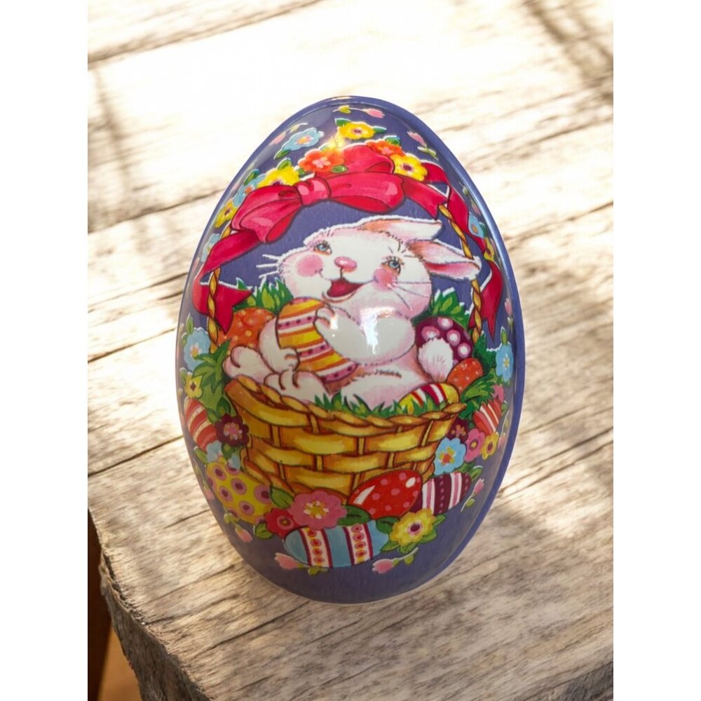 Vintage Easter Egg Plastic Candy Holder Bunny 6"x4"